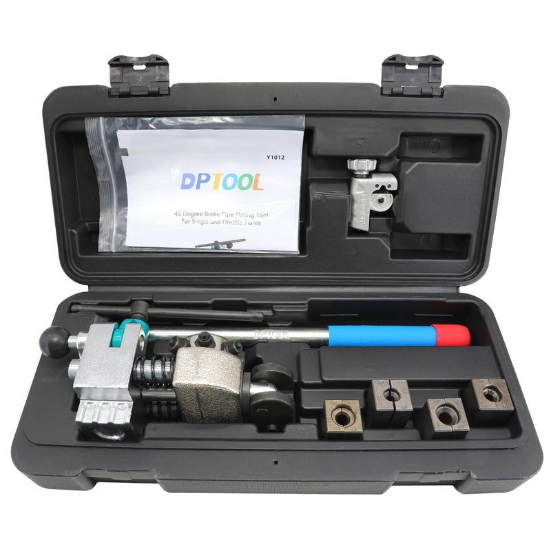 DPTOOL Brake Line Flaring Tool Kit 45 Degree Single Double and Bubble Flares Brake Line and Tubing Flaring Tool for 316 14 516 38 and 475mm Tubing Brake Flare Tool for Steel Metal Tube