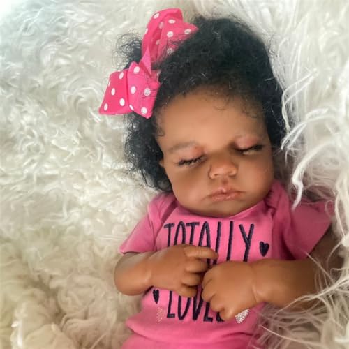 GYCV Silicone Reborn Baby Dolls Black Girls Toddler 20 Inch Realistic Dark Skin Newborn Girl Doll Lifelike Weighted Soft Cloth Body African American Real Life That Look Real Black Baby Dolls for Kids - Image 1