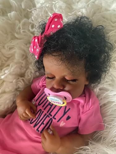 GYCV Silicone Reborn Baby Dolls Black Girls Toddler 20 Inch Realistic Dark Skin Newborn Girl Doll Lifelike Weighted Soft Cloth Body African American Real Life That Look Real Black Baby Dolls for Kids - Image 5