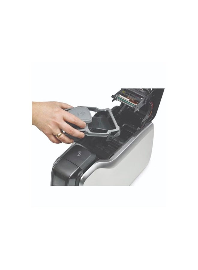 Zebra 800300-250EM Printer Ribbon, Full-Color Printing, 200 Prints Per Roll, Protective Overlay, Monochrome Black Panel, Gray | 800300-250EM - Image 2