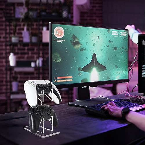 FYY Game Controller Holder 2 Tiers Universal Dual Controller Headphone Stand Acrylic Clear Display Stand Compatible with Nintendo Switch Xbox PS5 PS4 Desk Mounts - Image 3