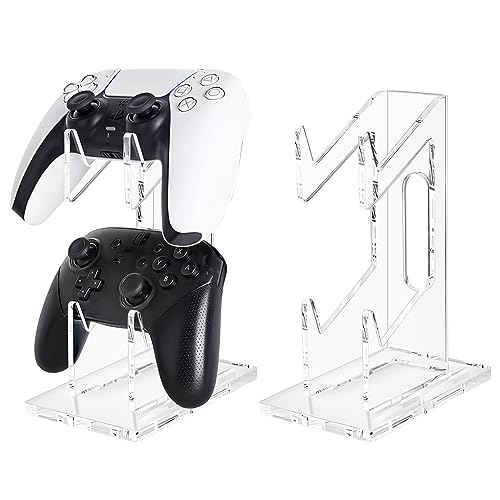 FYY Game Controller Holder 2 Tiers Universal Dual Controller Headphone Stand Acrylic Clear Display Stand Compatible with Nintendo Switch Xbox PS5 PS4 Desk Mounts - Image 1