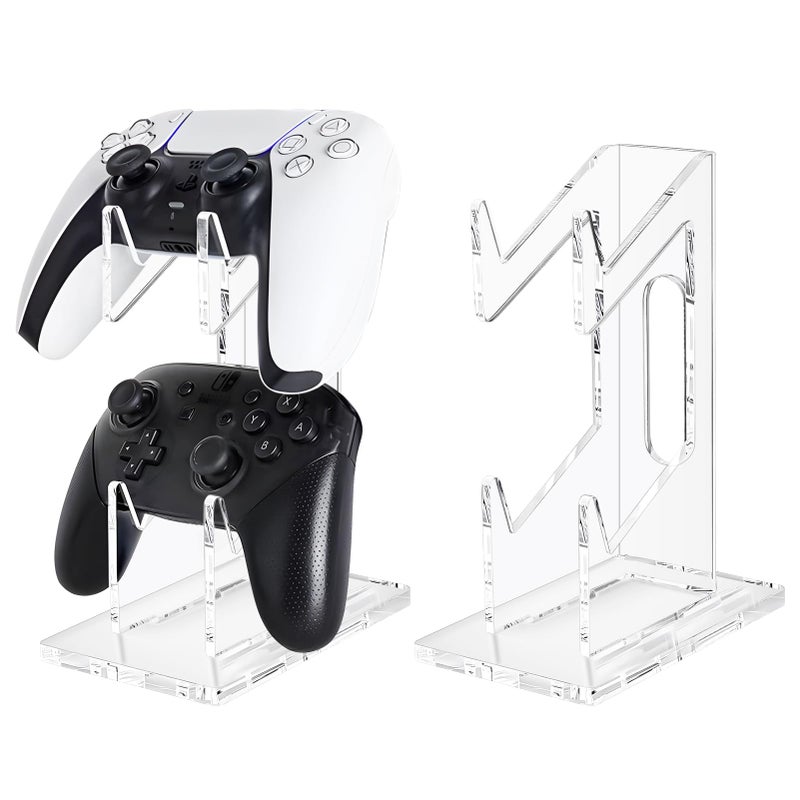 FYY Game Controller Holder 2 Tiers Universal Dual Controller Headphone Stand Acrylic Clear Display Stand Compatible with Nintendo Switch Xbox PS5 PS4 Desk Mounts - Image 2