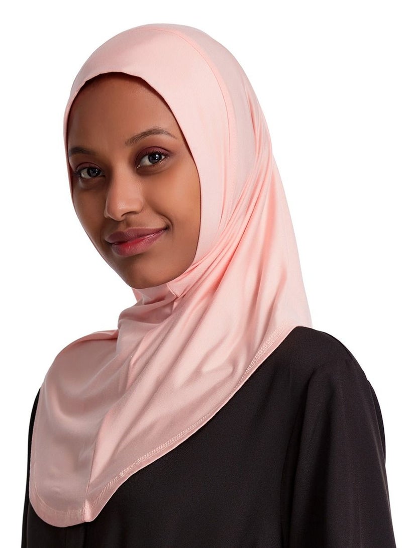 Loquat Women's Modal Stretch Long Scarf Solid Color Hijab Inner Cap Pink  - Image 2