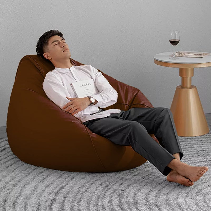Swiner Swiner 4XL Bean Bag Chair Puff Stool Ready to Use with Beans Faux Leather Brown 4XL  - Image 4