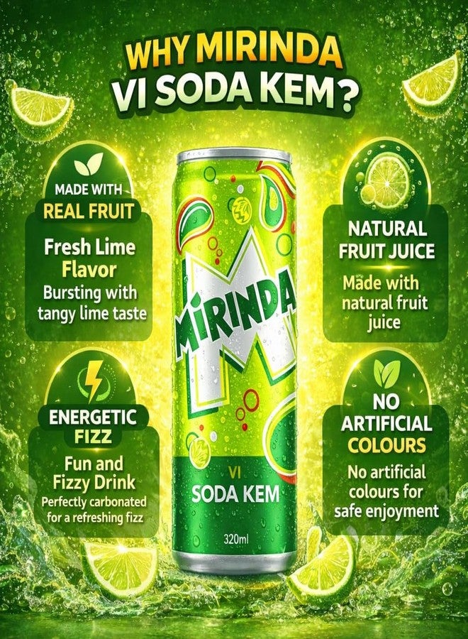 Pepsi MiRINDA Soda Kem Carbonated Soft Drink (Pack of 3) 320ml Can By COUGAR, Refreshing Fizzy Cream Soda Flavor Beverage, Crisp Sparkling Drink, Ready to Serve Chilled, Perfect for Parties, Meals & Everyday Refreshment - (Imported-VIET) - Image 3