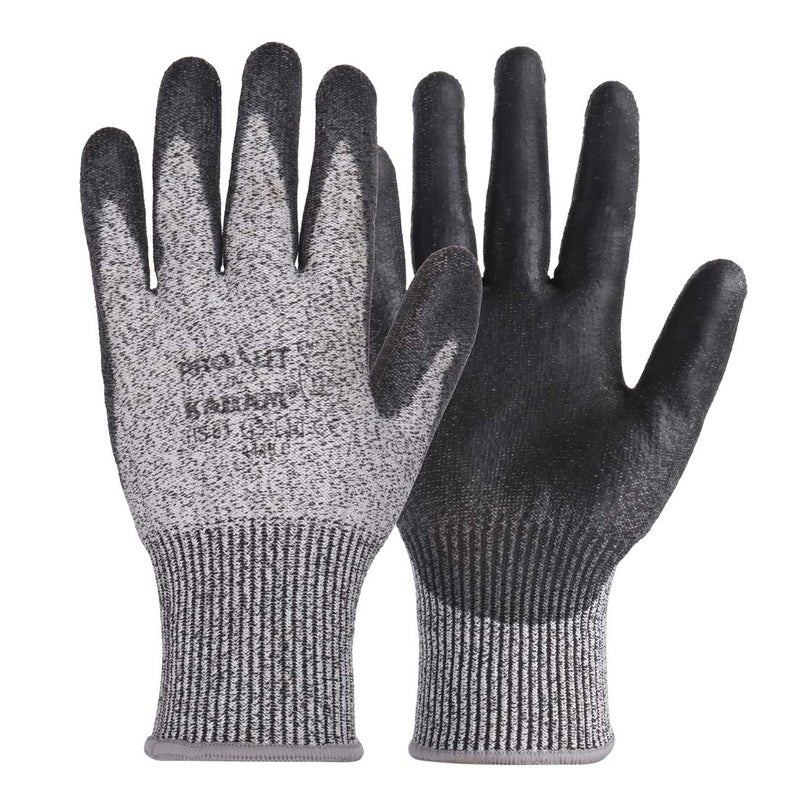 Karam HS51 Safety Gloves for Mechanical Hazards | Safety Work Gloves with HPPE Liner with Black PU Coating | Abrasion, Tear & Puncture Resistant | Cut Resistant with Multipurpose Use | Size-L - Image 5