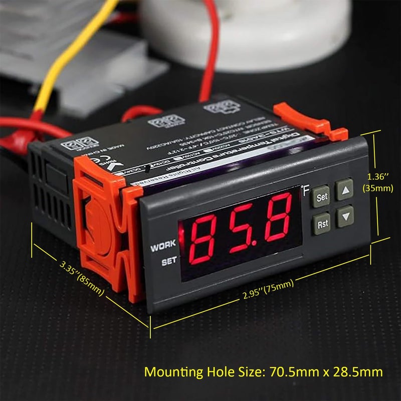 bayite AC 110V Fahrenheit Digital Temperature Controller 10A 1 Relay with NTC 10K Sensor Probe - Image 3