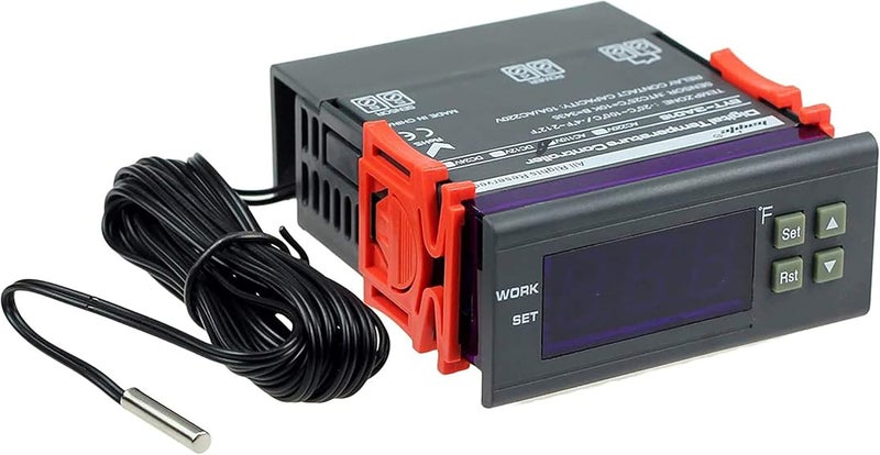 bayite AC 110V Fahrenheit Digital Temperature Controller 10A 1 Relay with NTC 10K Sensor Probe - Image 1