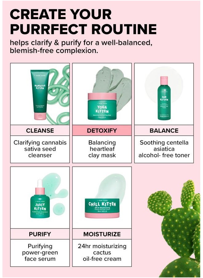 I DEW CARE Heartleaf Clay Mask - Yoga Kitten | Wash-off, For Blemish-prone with Kaolin, Heartleaf, Tea Tree Extract, Home Spa, Korean Skincare, Glass Skin Look, Soothing, Exfoliating, 2.5 FL Oz  - Image 5