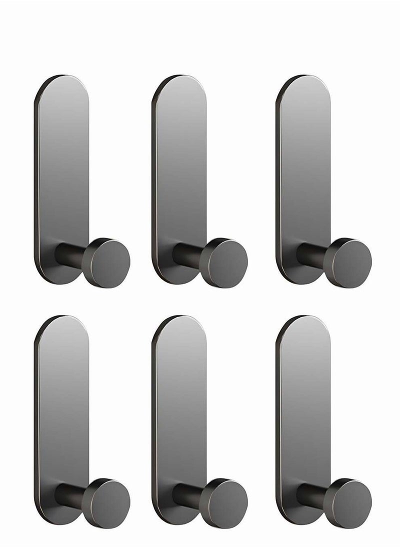 MIXDE 6-Piece Self Adhesive Hook,Gun Grey Towel Hooks,Wall Hooks Self Adhesive Hooks For Bathroom Or Kitchen  - Image 1