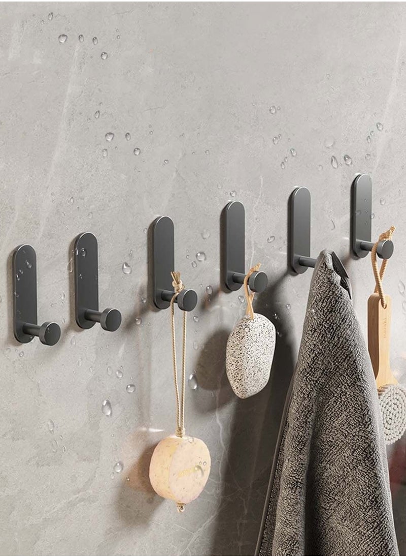 MIXDE 6-Piece Self Adhesive Hook,Gun Grey Towel Hooks,Wall Hooks Self Adhesive Hooks For Bathroom Or Kitchen  - Image 2