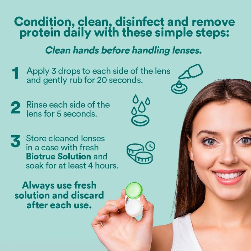 Biotrue Contact Solution MultiPurpose Lens Solution for Soft Lenses Cleans Disinfects Removes Protein BuildUp Dirt Debris Hydrates Stores Conditions Contacts 4 Fl Oz Pack of 1 - Image 5
