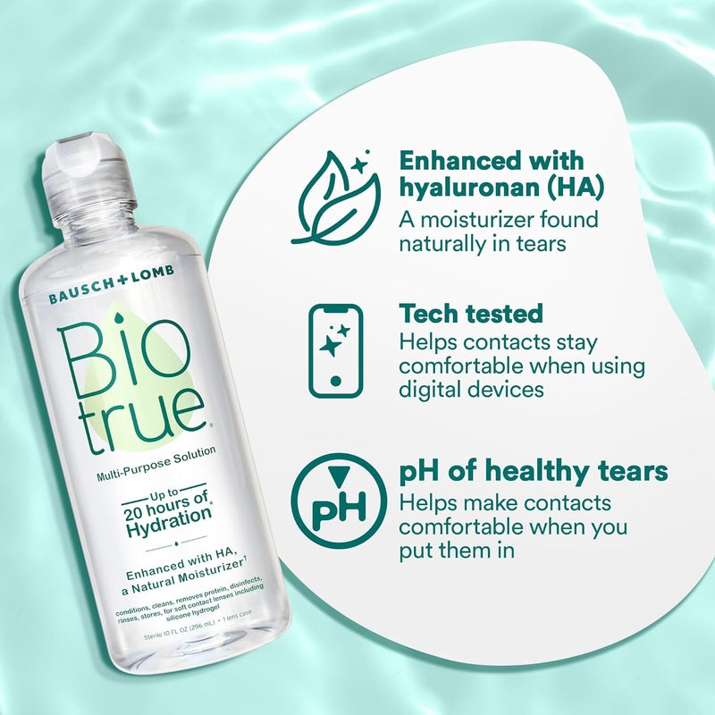 Biotrue Contact Solution MultiPurpose Lens Solution for Soft Lenses Cleans Disinfects Removes Protein BuildUp Dirt Debris Hydrates Stores Conditions Contacts 4 Fl Oz Pack of 1 - Image 4