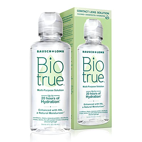 Biotrue Contact Solution MultiPurpose Lens Solution for Soft Lenses Cleans Disinfects Removes Protein BuildUp Dirt Debris Hydrates Stores Conditions Contacts 4 Fl Oz Pack of 1 - Image 1