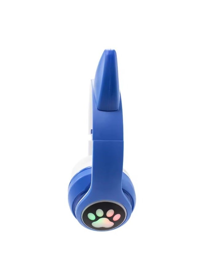 SHOPI Cute Children Headphone Cat Ears Kids Protective Headphones For Children Wireless Headset BLUE  - Image 4