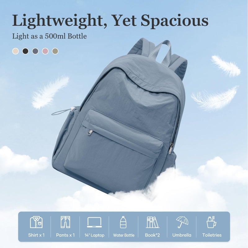 WEPOET Simple School Backpack For Women Men Aesthetic Medium Backpack Lightweight Casual Daypack College Backpacks Cute Bookbag for Teens Girls Boys Basic Bagpackï¼ˆBlueï¼‰ - Image 4