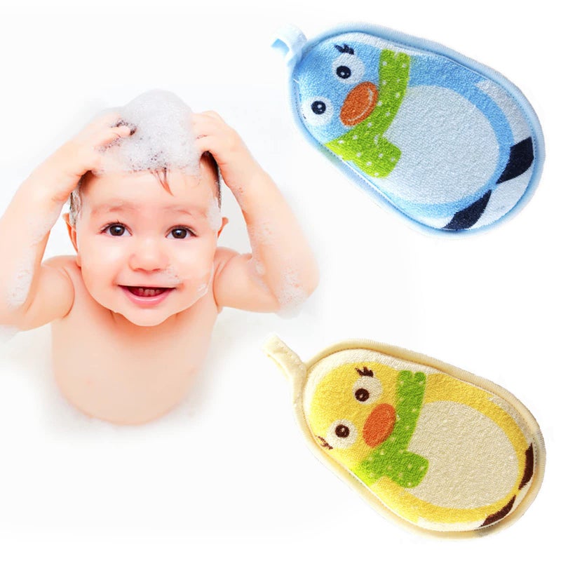 Hokoad Baby Bath Sponge, 2 Pack Cartoon Animal Style Baby Sponge for Bathing, Infants Bath Sponge Ultra Soft & Absorbent Natural and Safe Great for Sensitive Skin, for Boys & Girls (Penguin) - Image 1