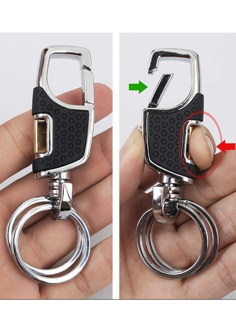 إيروريكس 2 حزمة سلسلة مفاتيح السيارة الثقيلة مع 2 حلقة مفاتيح معدنية حلقة تسلق المفاتيح الأسود والبني - Image 3