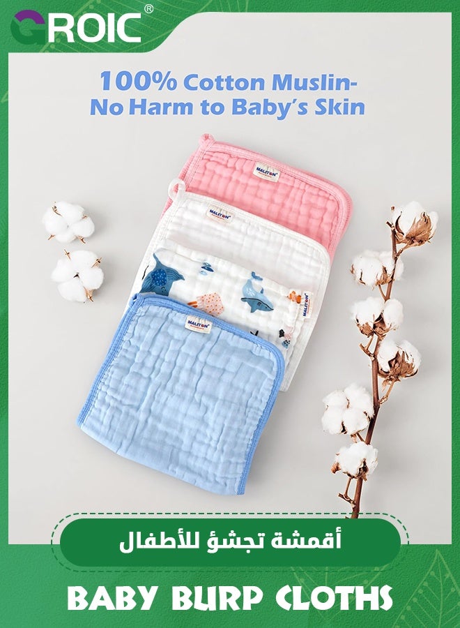 GROIC 6Pcs Muslin Baby Burp Cloths, Large 25*50cm 100% Cotton Burp Rags Absorbent and Soft 6 Layers Muslin Cloth Baby Essentials for Newborn,Cute Baby Towel and Washcloths Face Towels - Image 4