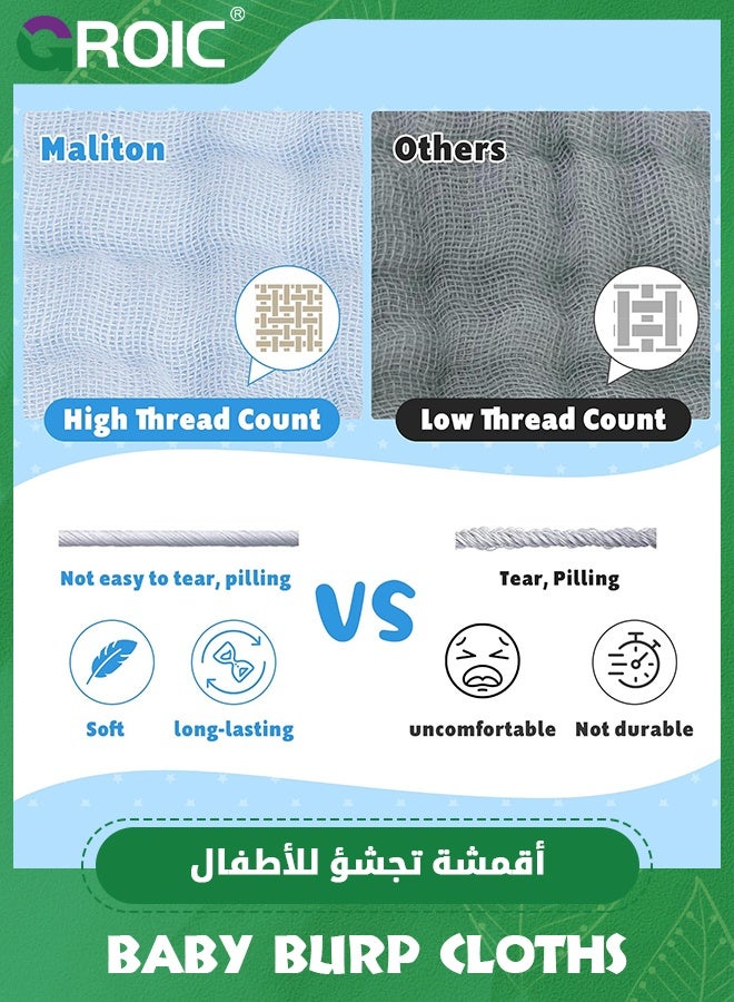 GROIC 6Pcs Muslin Baby Burp Cloths, Large 25*50cm 100% Cotton Burp Rags Absorbent and Soft 6 Layers Muslin Cloth Baby Essentials for Newborn,Cute Baby Towel and Washcloths Face Towels - Image 3