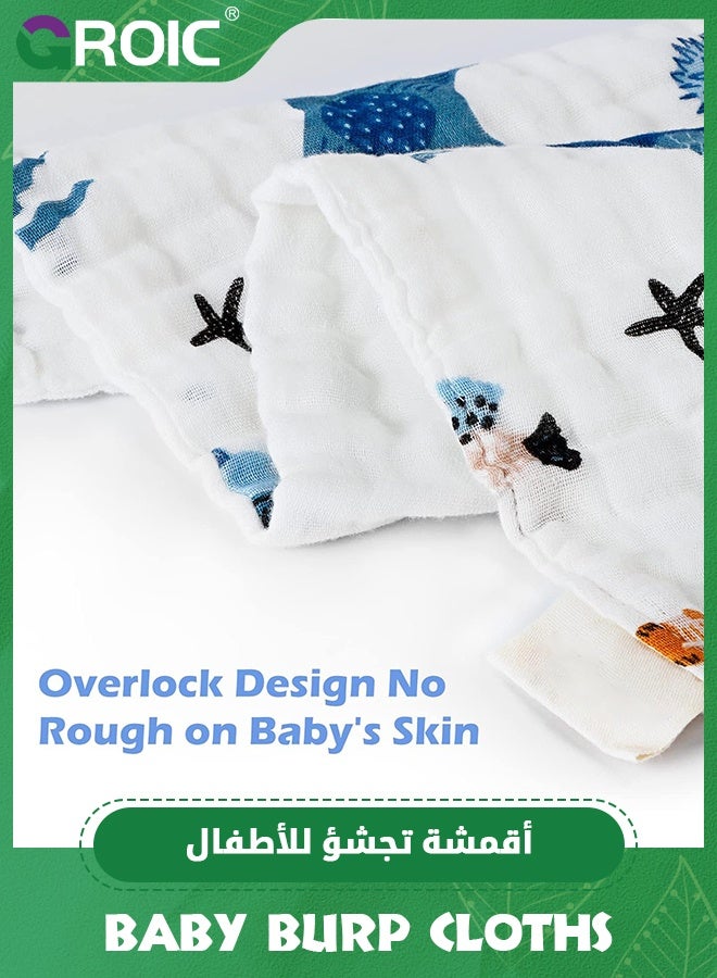 GROIC 6Pcs Muslin Baby Burp Cloths, Large 25*50cm 100% Cotton Burp Rags Absorbent and Soft 6 Layers Muslin Cloth Baby Essentials for Newborn,Cute Baby Towel and Washcloths Face Towels - Image 5