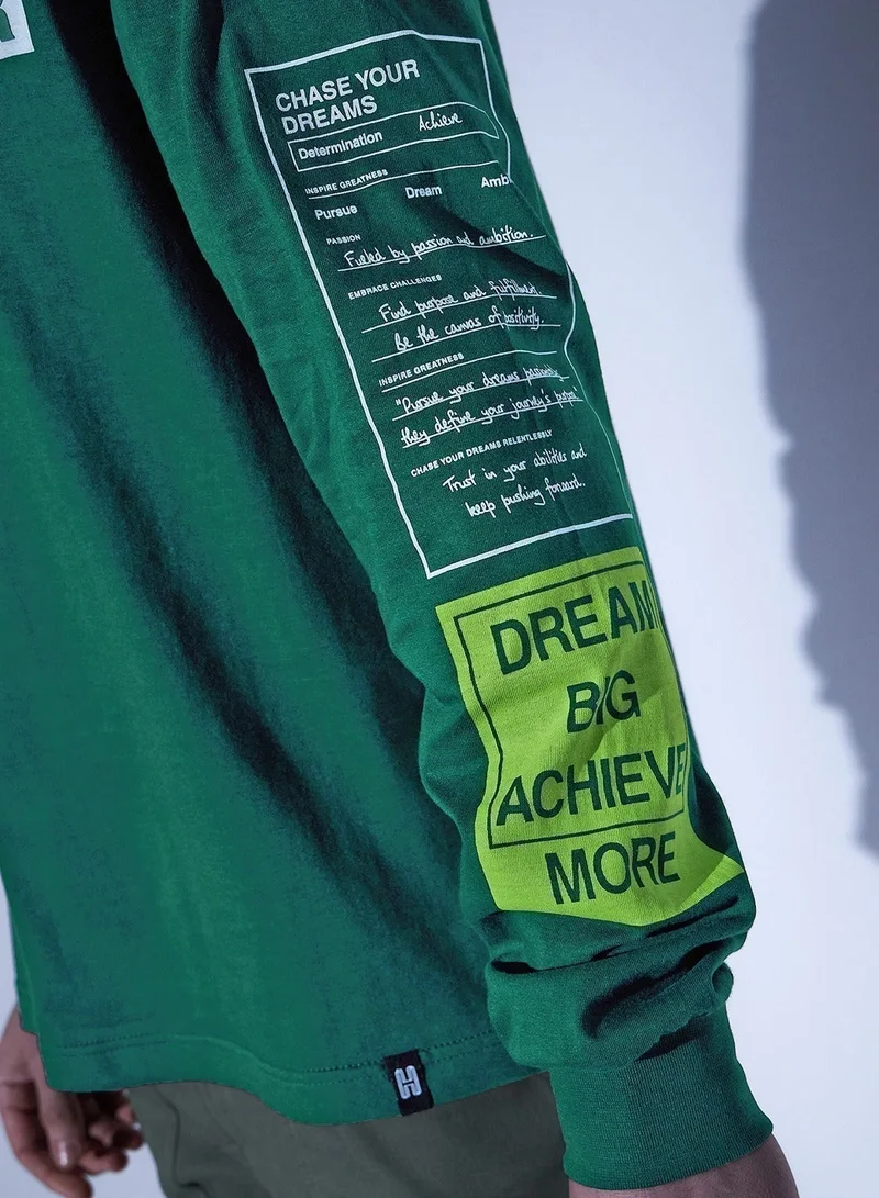 هوبرهولمي تيشيرت مطبوع بطباعة الغابة الخضراء للرجال، مقاس واسع