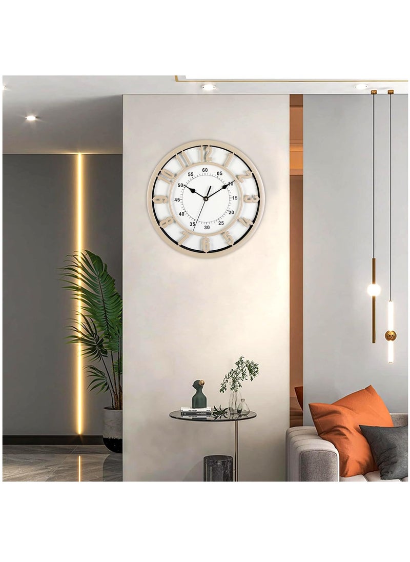 Hihonor - Wall Clock,31 CM Quiet and No Ticking Clock,Easy to Read,Suitable for Home,Office,Classroom,School,Battery Powered Round Wall Clock,Energy Saving,Retro Numerals Style White - Image 1
