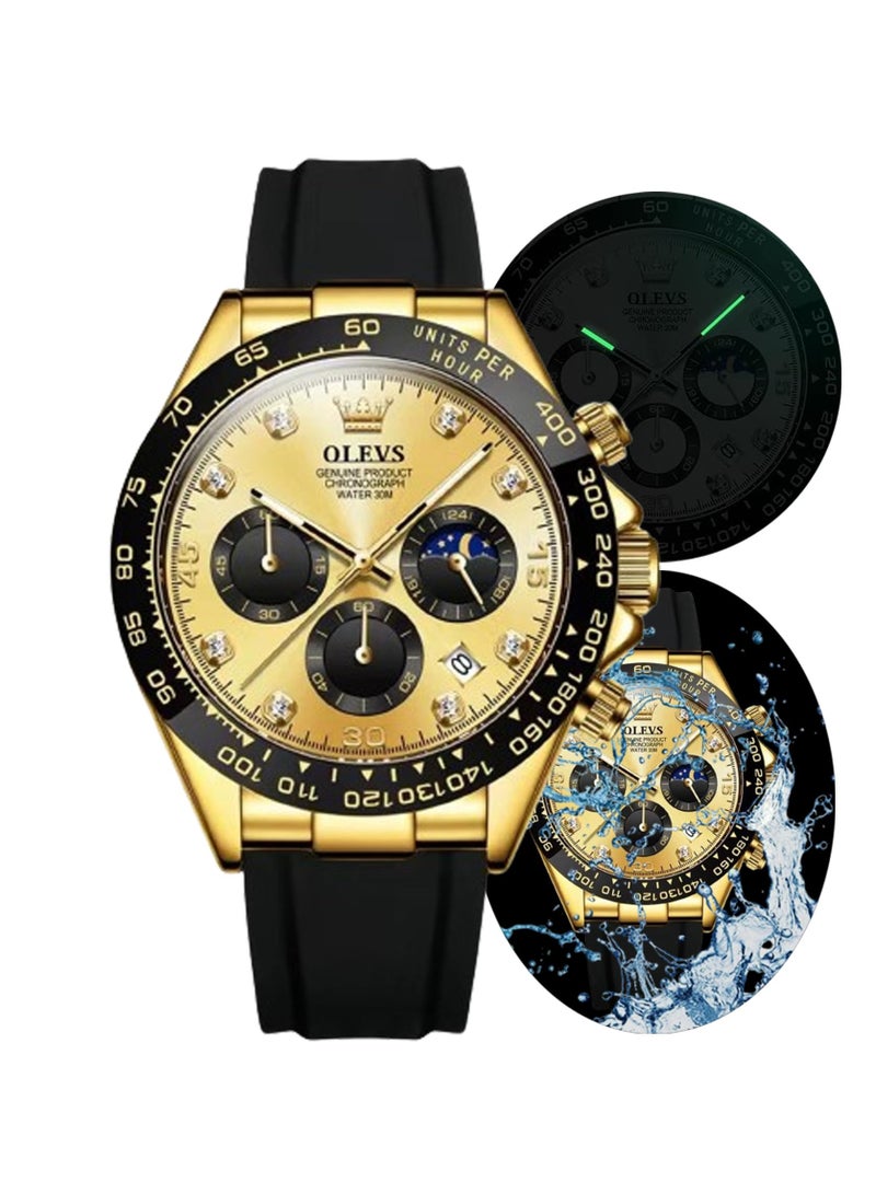 أوليفز ساعة OLEVS للرجال كرونوغراف كوارتز، مقاومة للماء من الفولاذ المقاوم للصدأ، عرض التاريخ واليوم، مضيئة، ساعة أنيقة وترفيهية - Image 1