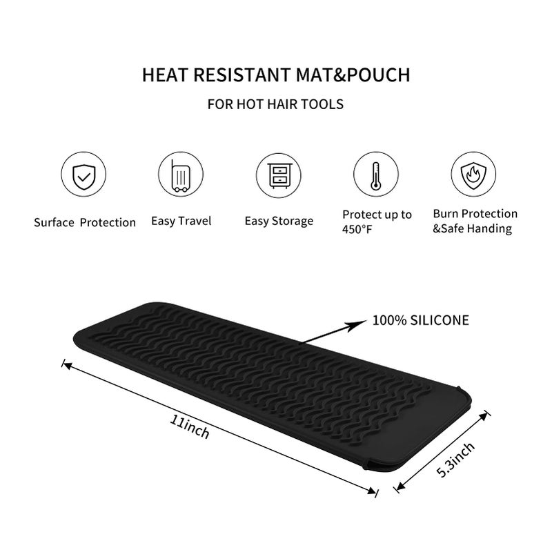 EIOKIT 2 Pack Silicone Heat Resistant Travel Pouch for Straighteners, Crimpers, Curling Wands, Flat Irons and Hot Hair Styling Tools - Image 2