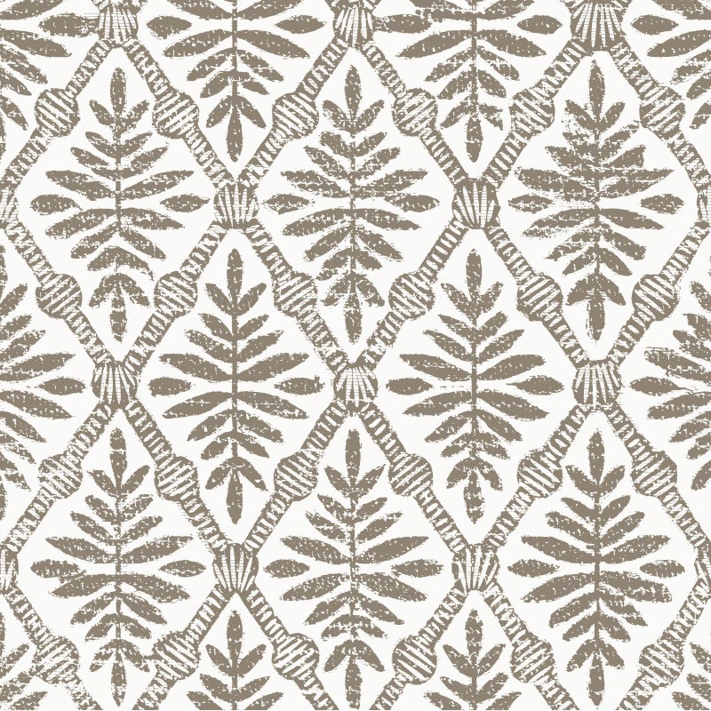 lenify Peel and Stick Wallpaper Grey and Brown Contact Paper 16.9inch x 118.1inch Geometric Wallpaper Vintage Peel and Stick Removable Diamond Floral Wall Paper Self Adhesive Cabinets Decor Vinyl - Image 1