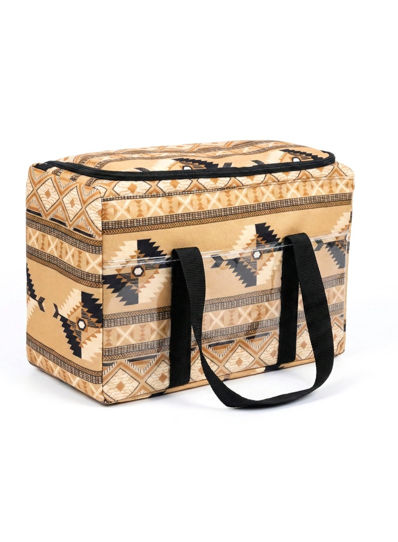 GO2CAMPS Premium Heavy Duty Thermal Insulated Picnic Basket ,Camping Bag , Thermal Travel Cooler Bag [ Large 47 x 21 x 30 CM ] Hot & Cold Multi-Compartment Storage Box for Food, Drinks, Arabic Coffee Dallah, Tea Kettles & Cups | EVA Thick Waterproof & Leak-Proof Picnic Bag | Traditional Arabic Kaki Design Camping Cooler for Desert Trips, Majlis Events, BBQ, Hiking, Outdoor Travel & Family Picnic Accessories - Image 1