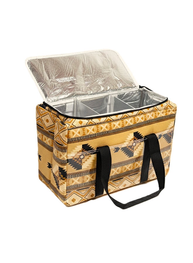 GO2CAMPS Premium Heavy Duty Thermal Insulated Picnic Basket ,Camping Bag , Thermal Travel Cooler Bag [ Large 47 x 21 x 30 CM ] Hot & Cold Multi-Compartment Storage Box for Food, Drinks, Arabic Coffee Dallah, Tea Kettles & Cups | EVA Thick Waterproof & Leak-Proof Picnic Bag | Traditional Arabic Kaki Design Camping Cooler for Desert Trips, Majlis Events, BBQ, Hiking, Outdoor Travel & Family Picnic Accessories - Image 4