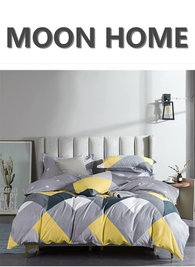 MOON HOME - King/Queen/Single size Soft and Breathable Microfiber Hypoallergenic Beautiful Design Duvet Cover Set ,set includes 1 Comforter Cover, 1 Fitted Bedsheet, 4 Pillowcases - Image 1