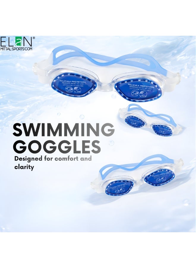 ELAN Morex Swim Goggles - Classic Blue Anti-Fog Lenses - Professional Glare-Reducing Swimming Goggles with UV Protection - Soft Silicone No-Leak Comfort Fit - Image 5