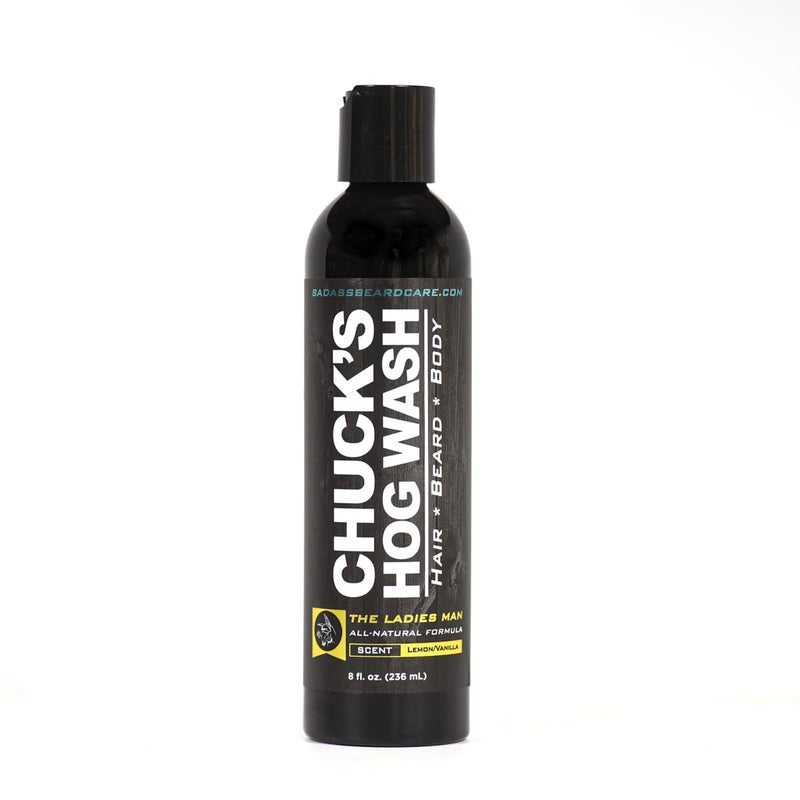Chucks Hog Wash All Natural Beard and Body Wash The Ladies Man Scent 8oz Leaves Your Beard Softer than its Ever Been and is Suitable for Daily Use