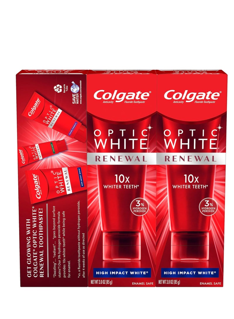 Colgate Optic White Renewal Teeth Whitening Toothpaste, High Impact White, 3 Ounce (Pack of 3)