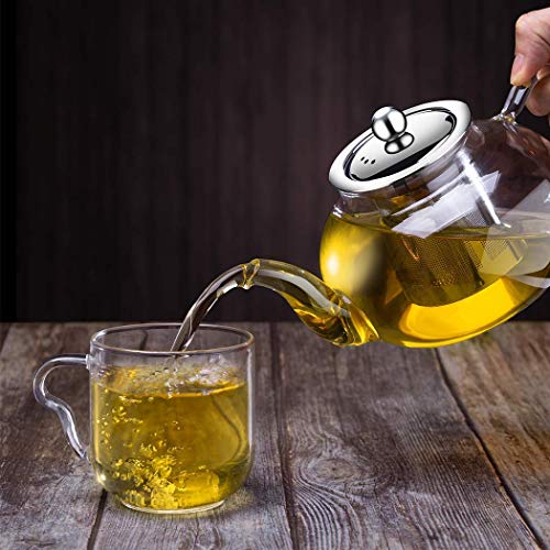 Incrizma Glass Teapot Stovetop 600ml, BoroSlicate Clear Tea Cettle with Removable Stainless Steel Infuser, Teapot Blooming and Loose Leaf Tea Maker Tea Brewer for for Camping, Travel (600ml) - Image 4