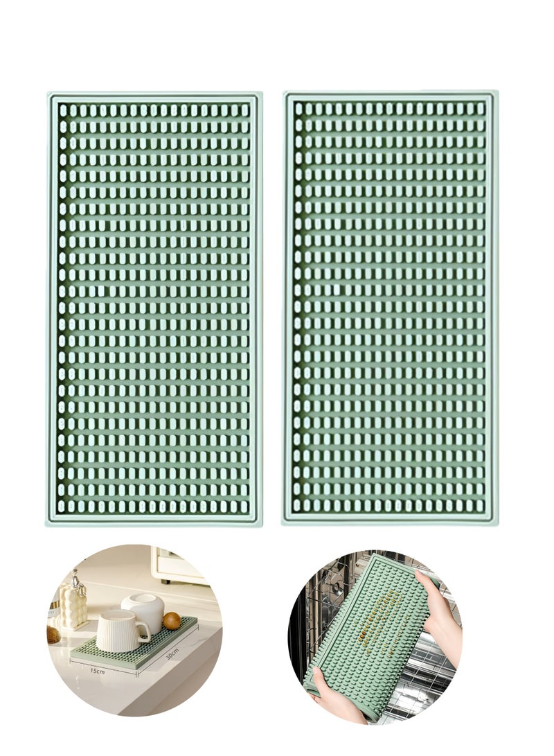 Eilimi 2 PCS(5.9X12inch/15*30cm)Rubber Bar Mat,Bar Drying Mats for Countertop Spills,Rubber Bar Service Mat for Drink,Beverages,Coffee,Kitchen,Restaurant and Hotel(Green) - Image 1