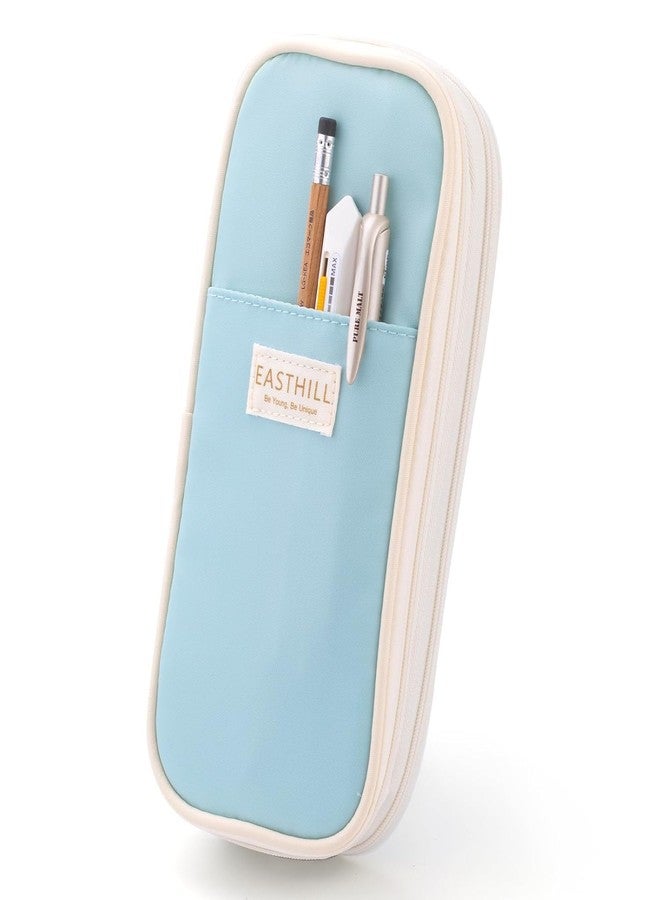 WAFJAMF Large Capacity Pencil Case with Zipper Multi-Function Storage Bag Suitable for Office Travel - Light Blue - Image 1