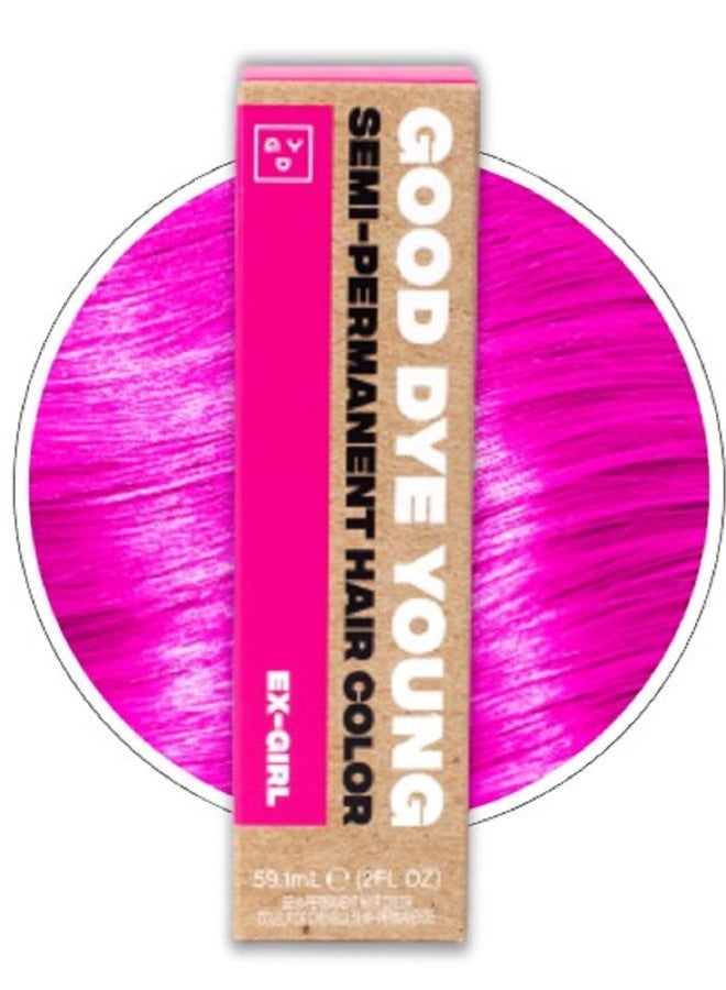Good Dye Young صبغة شعر شبه دائمة ستريكس وستراندز (وردي إكس-فتاة) – لون شعر مؤقت واقي من الأشعة فوق البنفسجية يدوم 15-24+ غسلة – لون وردي مرطب – خالية من PPD - خالية من القسوة ونباتية - Image 1