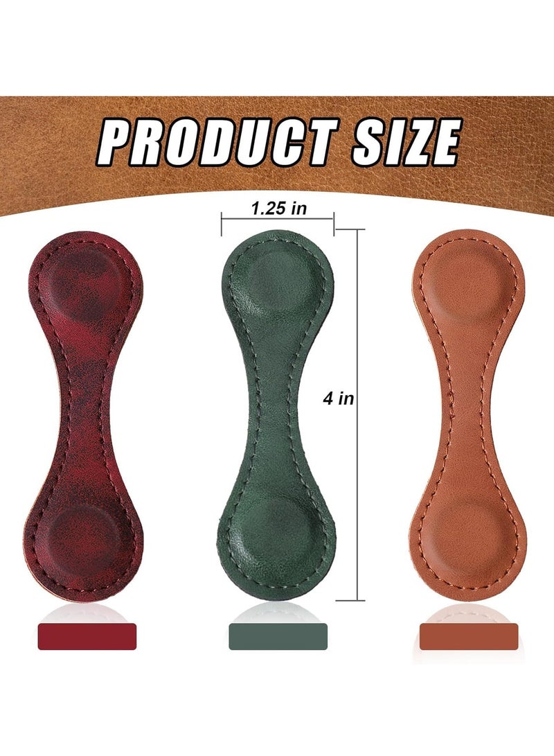Fanski 3PCS Magnetic Bookmarks, Leather Bookmark Vintage Book Mark Double-Sided Magnetic Page Markers Leather Page Clip Buckles Reading Supplies Gift for Men Women Teacher Students Book Lovers - Image 2