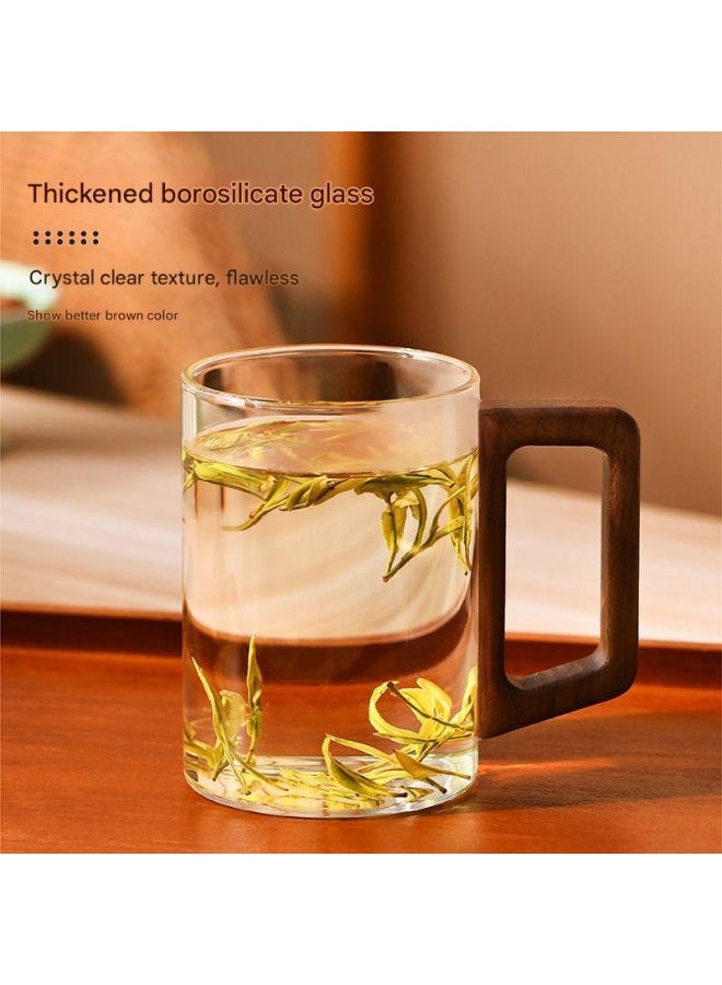 فنجان شاي زجاجي فاخر (400 مل لكل منهما)، بما في ذلك فنجان شاي مع فلتر، وغطاء خشبي، وكوب ماء من زجاج البورسليكات العالي، وإبريق شاي زجاجي مع فلتر. - Image 5