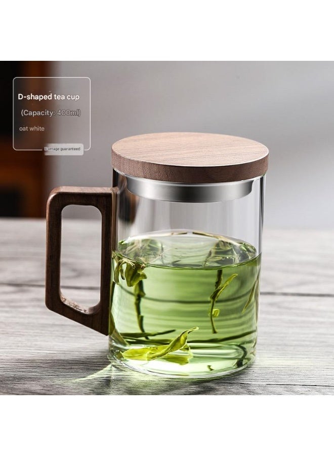 فنجان شاي زجاجي فاخر (400 مل لكل منهما)، بما في ذلك فنجان شاي مع فلتر، وغطاء خشبي، وكوب ماء من زجاج البورسليكات العالي، وإبريق شاي زجاجي مع فلتر. - Image 1