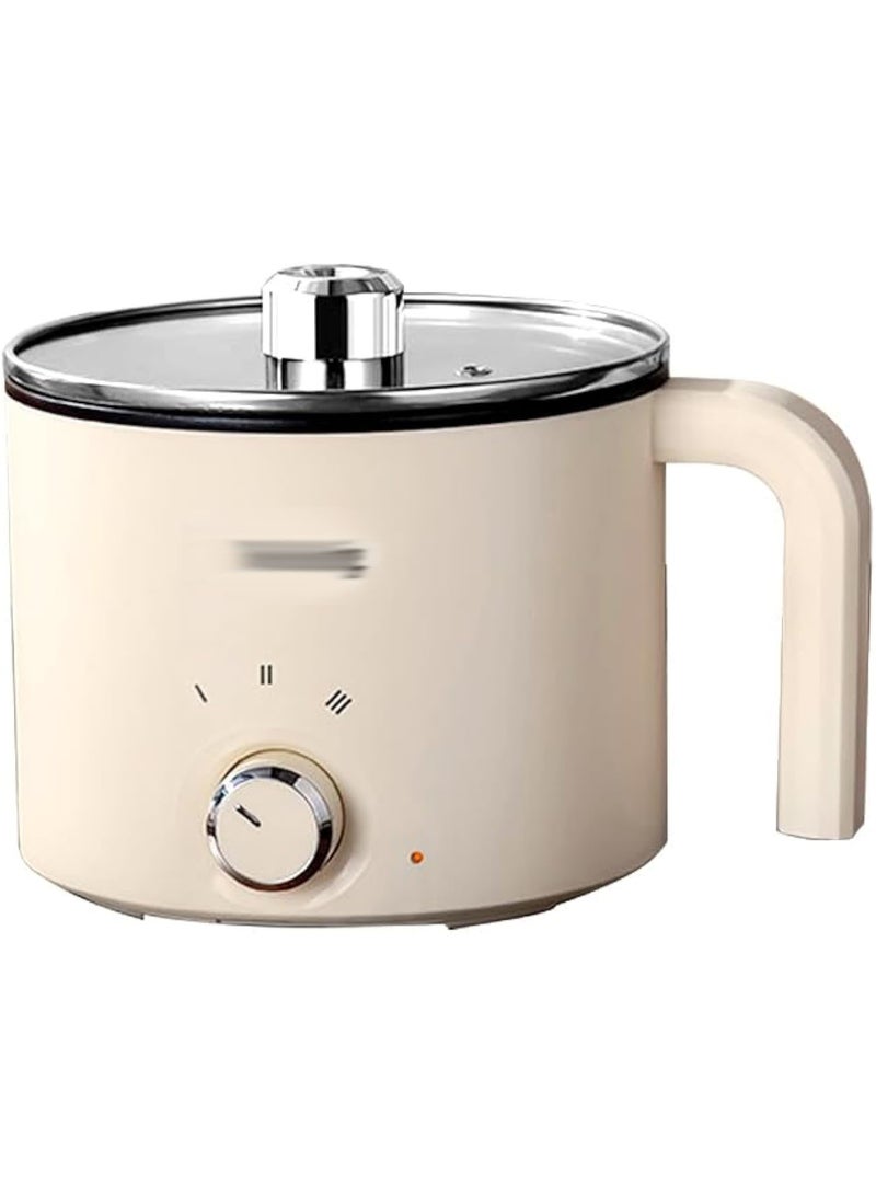 Arabest 1.8L Electric Hot Pot，Ramen Cooker, Dual power supply Mini Portable Multi-Functional Lazy Pot for Pasta, Noodles, Egg, Soup,Rice，Non-Stick Noodle Cooker with Boil Dry Protection for Dorm, Office (white) - Image 1