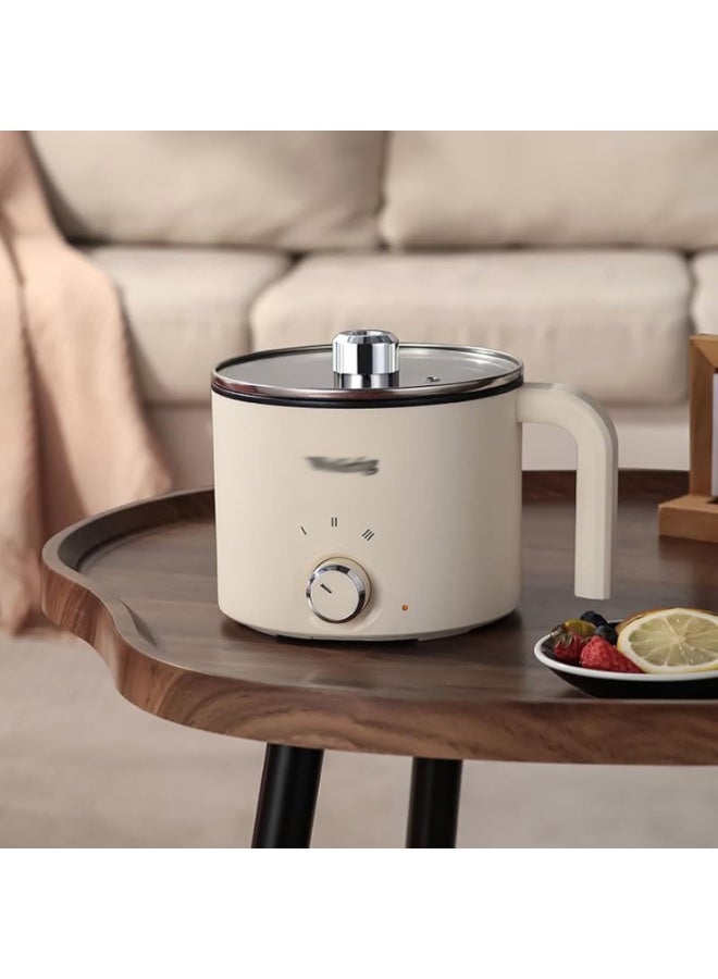 Arabest 1.8L Electric Hot Pot，Ramen Cooker, Dual power supply Mini Portable Multi-Functional Lazy Pot for Pasta, Noodles, Egg, Soup,Rice，Non-Stick Noodle Cooker with Boil Dry Protection for Dorm, Office (white) - Image 2