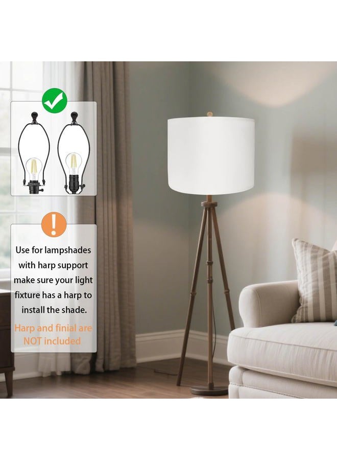 Rumidoph White Lamp Shades Set of 2, Medium Drum Lamp Shade 13"Top x 13"Bottom x 10"High(Spider), Lampshades Replacement for Table Lamps Floor Lamps, Natural Linen Hand Crafted, Easy Assembly Required - Image 5