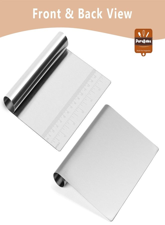 PureBake Stainless Steel Bench Scraper and Dough Cutter - Multi-Purpose Kitchen Tool with Contoured Grip for Baking and Cooking - 1 PCS - Image 4