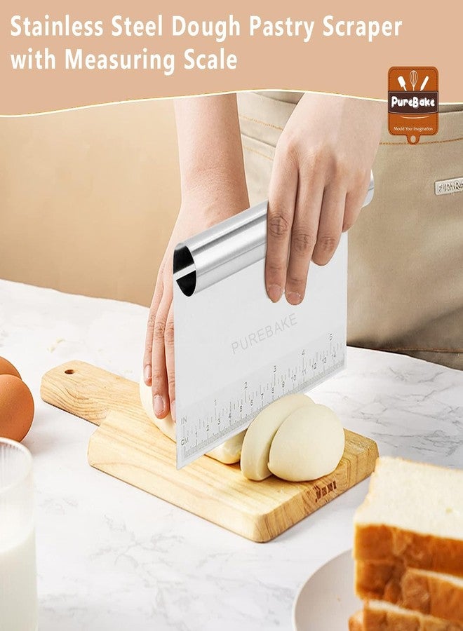 PureBake Stainless Steel Bench Scraper and Dough Cutter - Multi-Purpose Kitchen Tool with Contoured Grip for Baking and Cooking - 1 PCS - Image 5