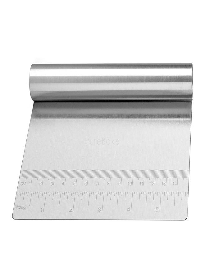 PureBake Stainless Steel Bench Scraper and Dough Cutter - Multi-Purpose Kitchen Tool with Contoured Grip for Baking and Cooking - 1 PCS - Image 1